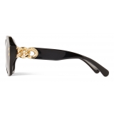 Stella McCartney - Shiny Black Geometric Sunglasses - Shiny Black - Sunglasses - Stella McCartney Eyewear