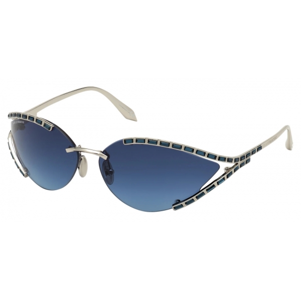 Swarovski - Fluid Cat Eye Sunglasses - SK0273-P - Silver - Sunglasses - Swarovski Eyewear