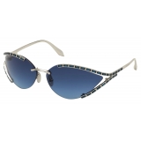Swarovski - Fluid Cat Eye Sunglasses - SK0273-P - Silver - Sunglasses - Swarovski Eyewear
