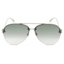 Alexander McQueen - Skull Jeweled Pilot Sunglasses - Silver Green - Alexander McQueen Eyewear