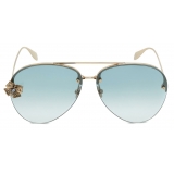 Alexander McQueen - Butterfly Jewelled Sunglasses - Gold Light Blue - Alexander McQueen Eyewear