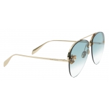 Alexander McQueen - Butterfly Jewelled Sunglasses - Gold Light Blue - Alexander McQueen Eyewear