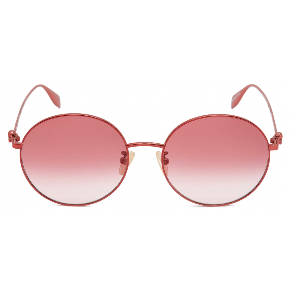 Alexander McQueen - Light Skull Round Sunglasses - Red - Alexander McQueen Eyewear