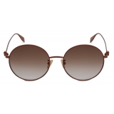 Alexander McQueen - Light Skull Round Sunglasses - Brown - Alexander McQueen Eyewear