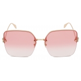 Alexander McQueen - Skull Jeweled Square Sunglasses - Gold Red - Alexander McQueen Eyewear