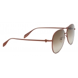 Alexander McQueen - Lightweight Metal Skull Pilot Sunglasses - Brown - Alexander McQueen Eyewear