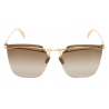 Alexander McQueen - Occhiali da Sole con Barra in Metallo Scheletrato - Oro - Alexander McQueen Eyewear