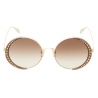 Alexander McQueen - Studded Lens Round Sunglasses - Gold Brown - Alexander McQueen Eyewear