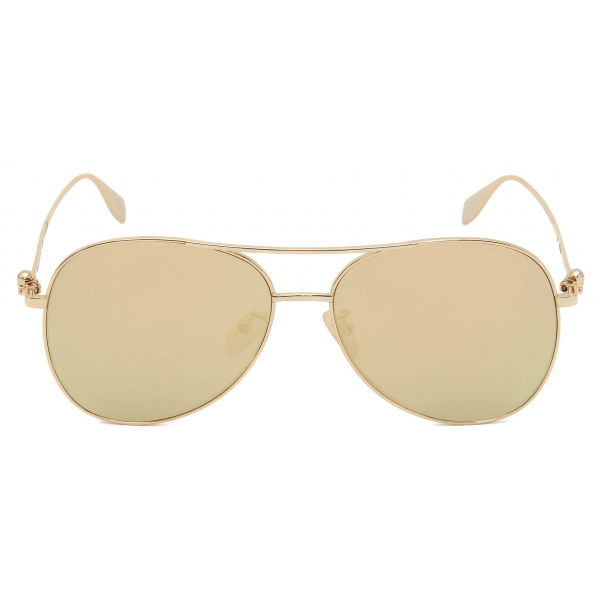 Alexander McQueen - Studded Lens Round Sunglasses - Gold Red - Alexander McQueen Eyewear