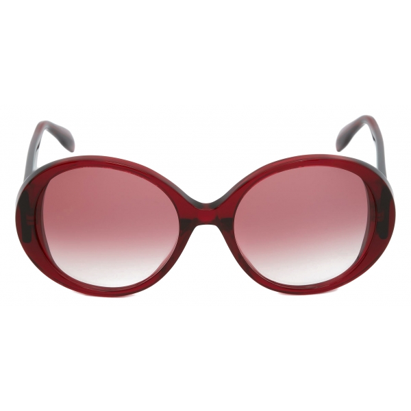 Alexander McQueen - Seal Logo Round Sunglasses - Burgundy Grey - Alexander McQueen Eyewear