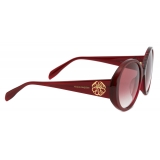 Alexander McQueen - Seal Logo Round Sunglasses - Burgundy Grey - Alexander McQueen Eyewear