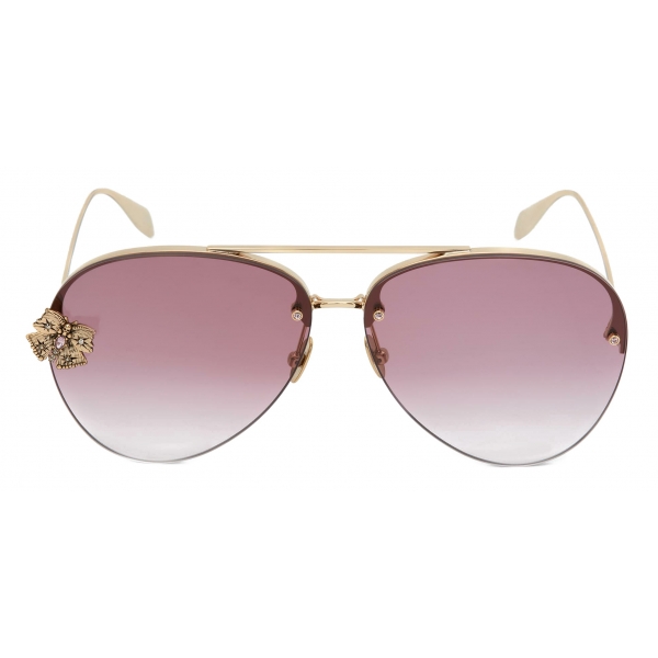 Alexander McQueen - Occhiali da Sole con Gioielli a Farfalla - Oro Viola - Alexander McQueen Eyewear