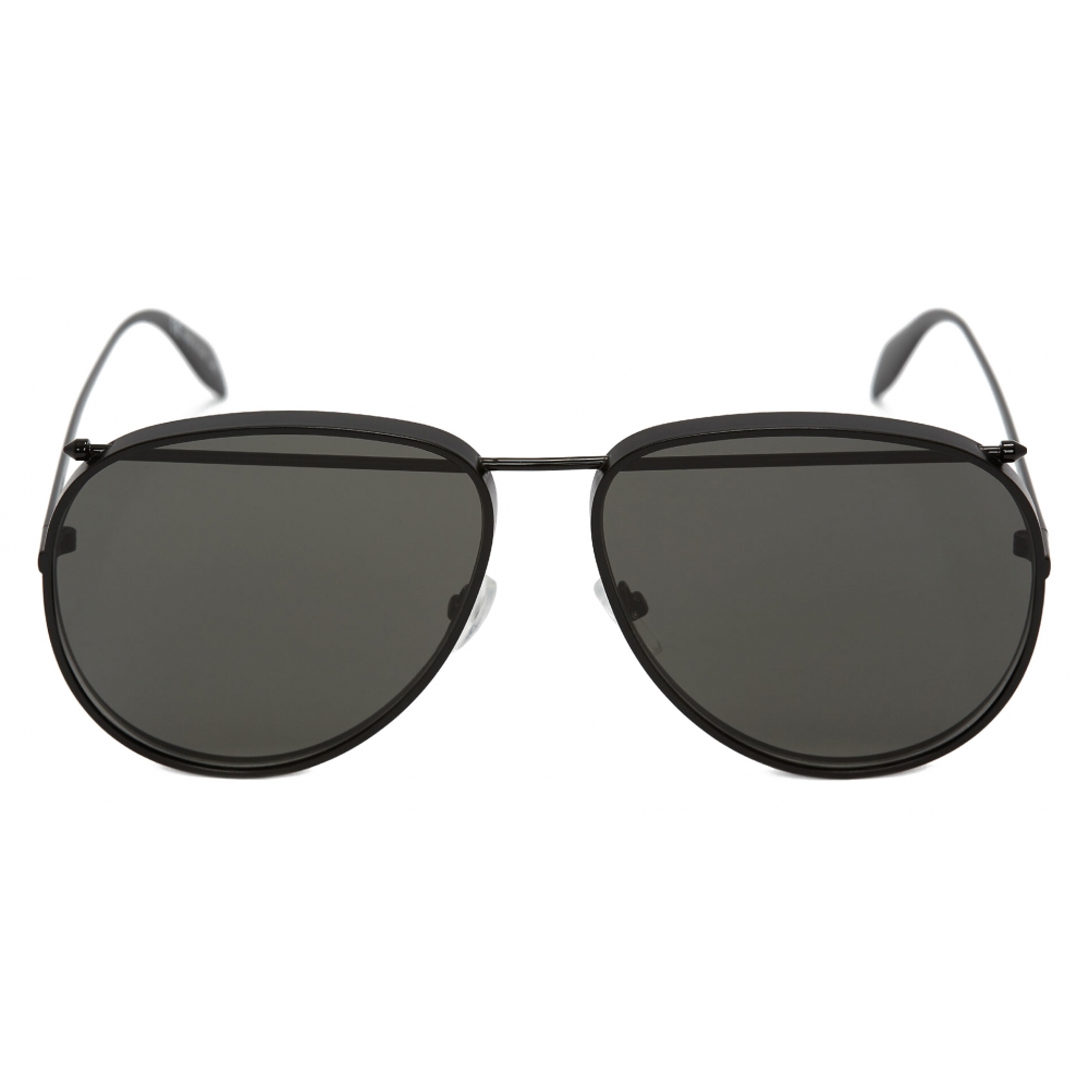 Alexander McQueen - Piercing Pilot Metal Sunglasses - Black Dark Grey - Alexander McQueen Eyewear