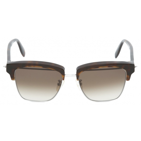 Alexander McQueen - Piercing Square Sunglasses - Dark Havana Brown - Alexander McQueen Eyewear