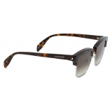 Alexander McQueen - Piercing Square Sunglasses - Dark Havana Brown - Alexander McQueen Eyewear