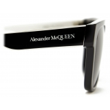 Alexander McQueen - Occhiali da Sole Flat Top Selvedge - Nero Bianco - Alexander McQueen Eyewear