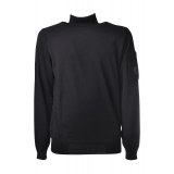 C.P. Company - Turtleneck Sweater with Seamed Sleeve - Blue - Sweater - Luxury Exclusive Collection