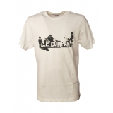 C.P. Company - T-Shirt with Front Print - Cream - Sweater - Luxury Exclusive Collection
