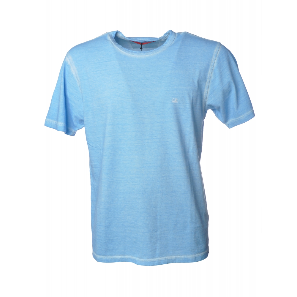 C.P. Company - T-Shirt Basica con Logo - Celeste - Maglia - Luxury Exclusive Collection