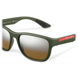 Prada - Prada Linea Rossa Flask - Rectangular - Rubberized Military Green - Prada Collection - Sunglasses - Prada Eyewear