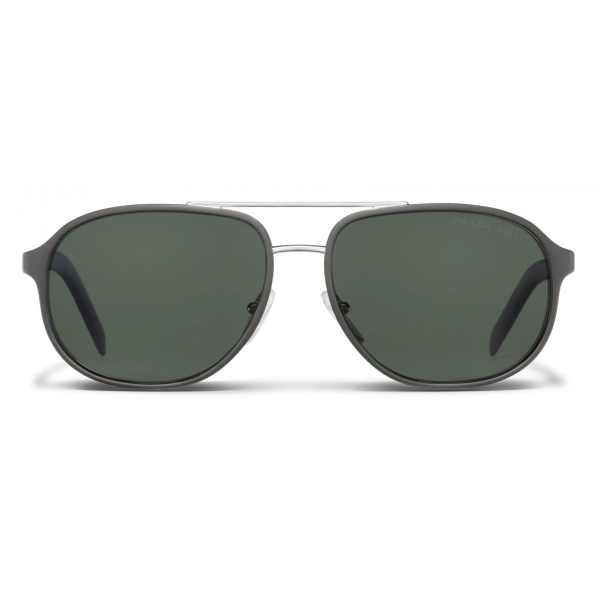 Prada - Prada Eyewear - Rectangular - Black Shiny Steel Gray - Prada Collection - Sunglasses - Prada Eyewear