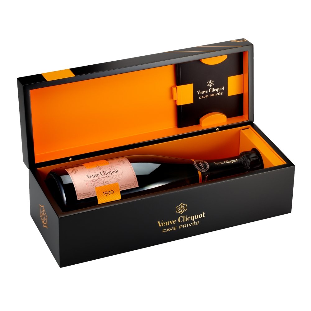Veuve Clicquot Champagne - Cave Privée Rosé - 1990 - Cassa Legno - Pinot Noir - Luxury Limited Edition - 750 ml
