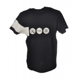 C.P. Company - T-Shirt con Stampa e Scritte a Contrasto - Blu - Luxury Exclusive Collection