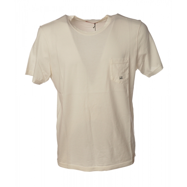 C.P. Company - T-Shirt in Cotone - Panna - Luxury Exclusive Collection