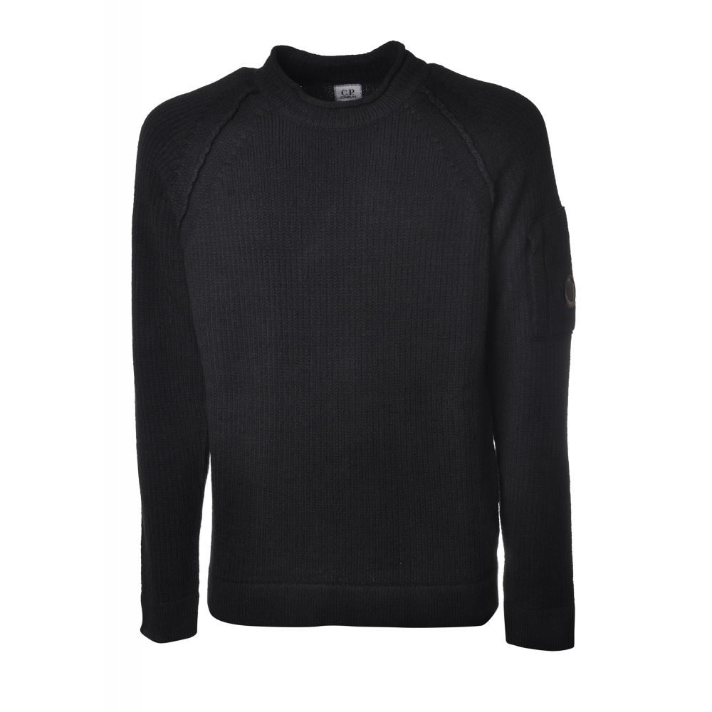 C.P. Company - Round Neck with Embossed Sleeve - Black - Shirt - Luxury Exclusive Collection