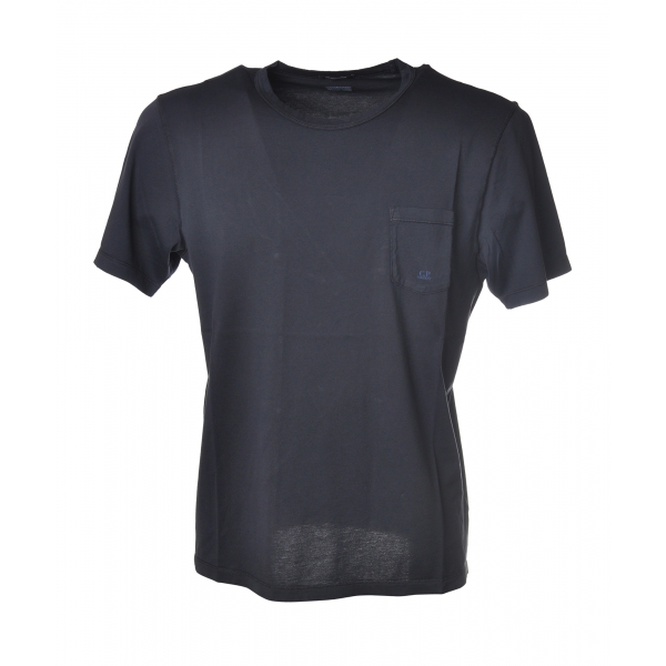 C.P. Company - T-Shirt Girocollo con Logo - Blu - Luxury Exclusive Collection
