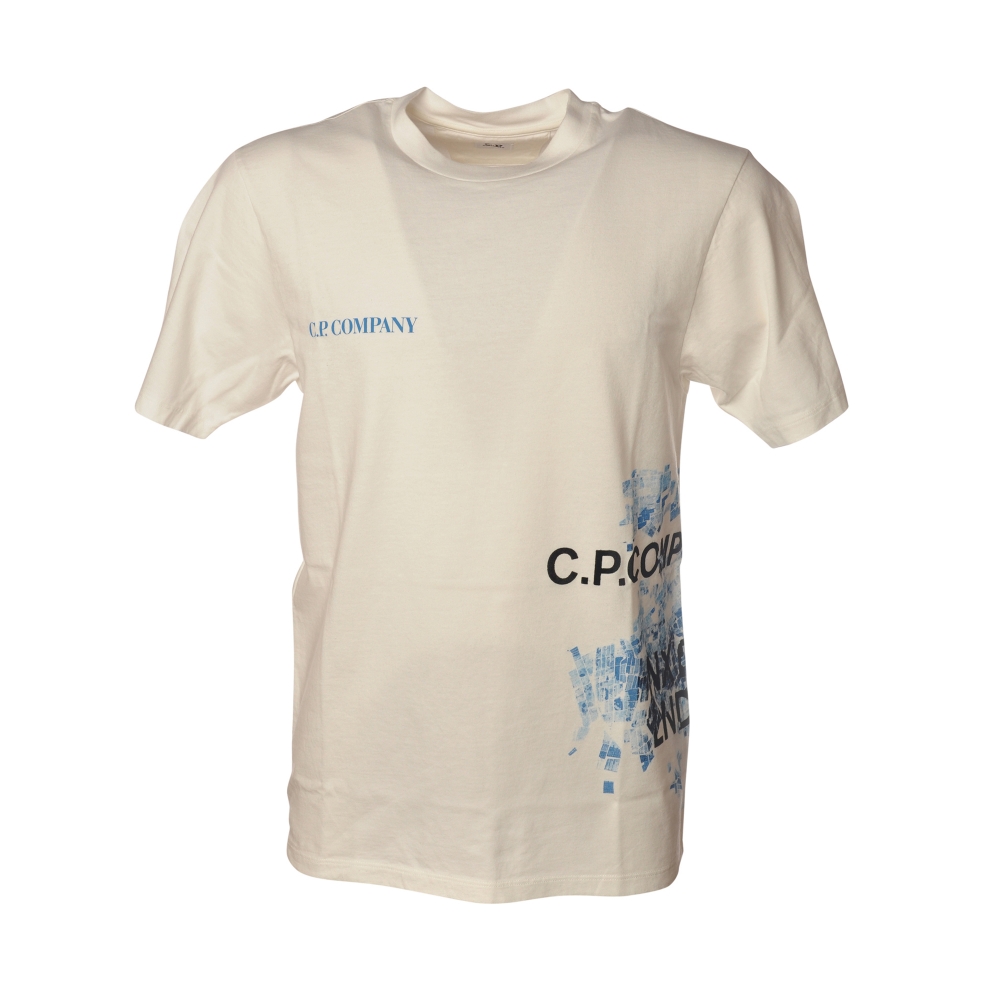 C.P. Company - Crewneck T-Shirt with Side Prints - White - Luxury Exclusive Collection