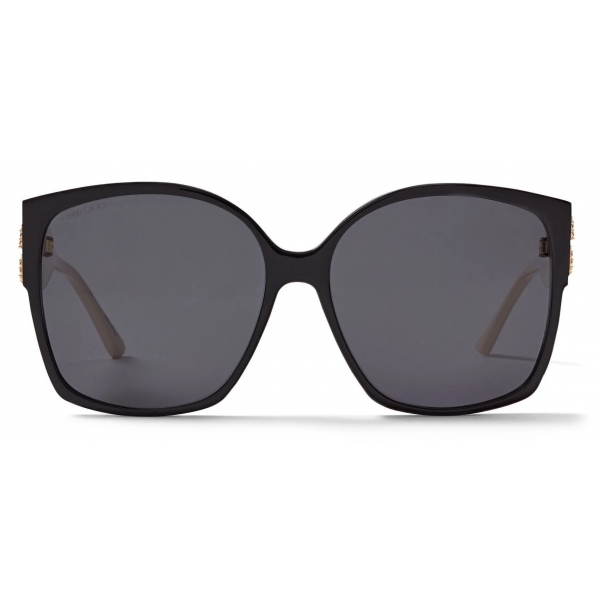 Jimmy Choo - Noemi - Black and Ivory Square-Frame Sunglasses with Crystal  JC Logo - Jimmy Choo Eyewear - Avvenice