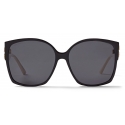 Jimmy Choo - Noemi - Black and Ivory Square-Frame Sunglasses with Crystal JC Logo - Jimmy Choo Eyewear