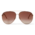 Jimmy Choo - Gray - Copper Gold Aviator Sunglasses with Swarovski Crystal Embellishment - Jimmy Choo Eyewear