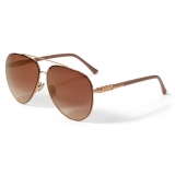 Jimmy Choo - Gray - Copper Gold Aviator Sunglasses with Swarovski Crystal Embellishment - Jimmy Choo Eyewear