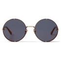 Jimmy Choo - Lilo - Rose Gold Round Sunglasses with Blue Shaded Lenses - Jimmy Choo Eyewear