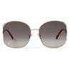Jimmy Choo - Tinka - Rose Gold Oval-Frame Sunglasses with Crystal Embellishment - Jimmy Choo Eyewear