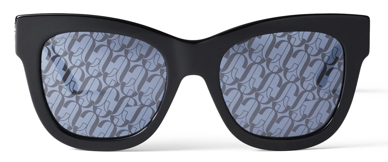 Dark Havana Square-Frame Sunglasses with Green JC Emblem| CAMI | Spring  2022 | JIMMY CHOO