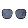 Jimmy Choo - Elva - Black and Silver Palladium Metal Sunglasses with JC-Monogram Lenses - Jimmy Choo Eyewear