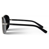 Jimmy Choo - Elva - Black and Silver Palladium Metal Sunglasses with JC-Monogram Lenses - Jimmy Choo Eyewear