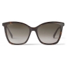 Jimmy Choo - Ali - Dark Havana Square Sunglasses with Swarovski Crystal Embellishment - Jimmy Choo Eyewear