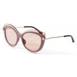 Jimmy Choo - Clea - Nude and Copper Gold Cat Eye Sunglasses with Gold Mirror Lenses - Jimmy Choo Eyewear