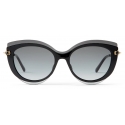 Jimmy Choo - Clea - Black and Rose Gold Cat Eye Sunglasses with Grey-Shaded Lenses - Jimmy Choo Eyewear