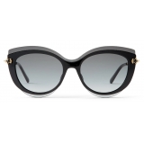 Jimmy Choo - Clea - Black and Rose Gold Cat Eye Sunglasses with Grey-Shaded Lenses - Jimmy Choo Eyewear