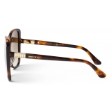 Jimmy Choo - Becky - Dark Havana Oversized Sunglasses with Swarovski Embellishment - Jimmy Choo Eyewear