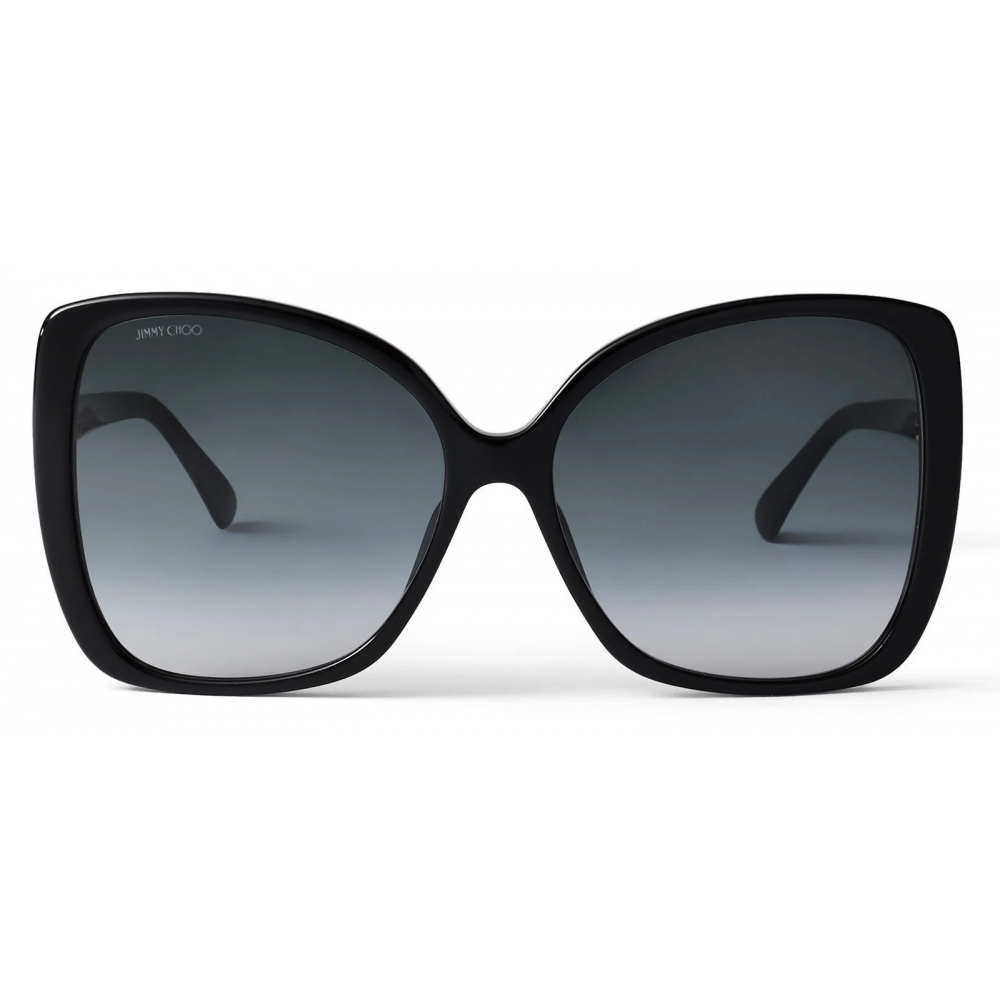 Jimmy Choo - Becky - Black Oversized Sunglasses with Swarovski Crystal Embellishment - Jimmy Choo Eyewear
