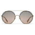Chloé - Demi Metal Sunglasses with Octagonal Base & Round Clip-On Lenses - Gold Green Pink - Chloé Eyewear