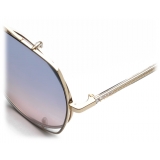 Chloé - Occhiali da Sole in Metallo Demi con Lenti di Base Rotonde e Lenti - Oro Azure Rosa - Chloé Eyewear