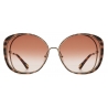 Chloé - Occhiali da Sole Cat-Eye Hanah in Metallo - Oro Havana Peach - Chloé Eyewear
