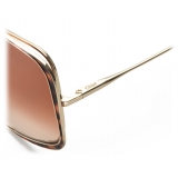 Chloé - Hanah Square Metal Sunglasses - Gold Havana Peach - Chloé Eyewear